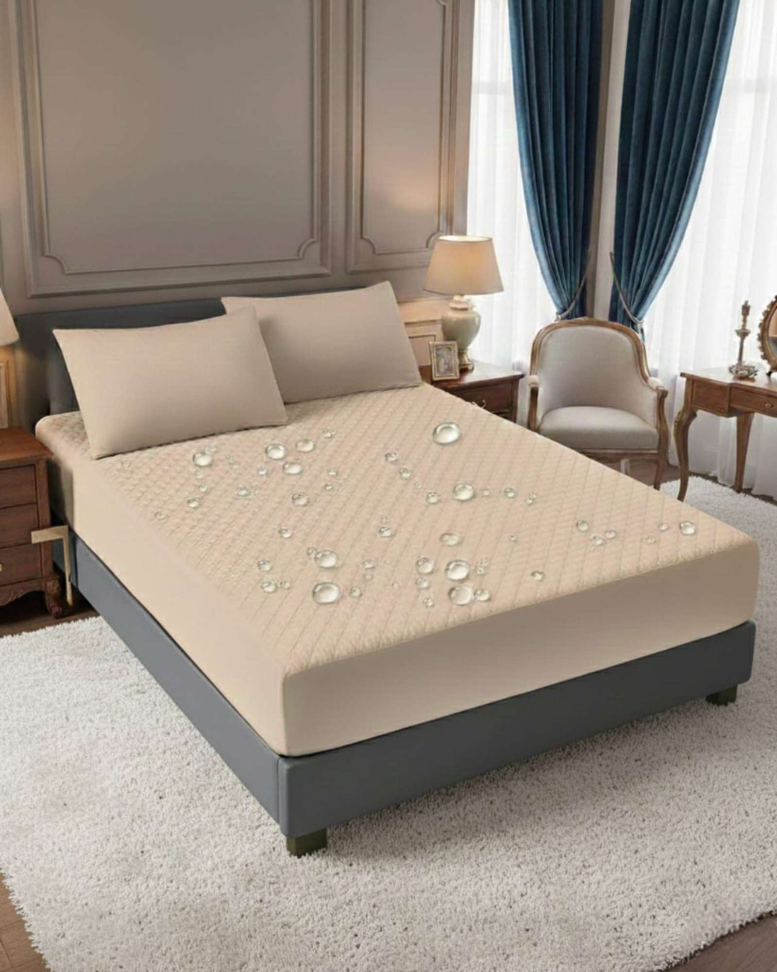 CUBRECOLCHON IMPERMEABLE 2 PLAZAS PROTECCION TOTAL Y MAXIMO CONFORT - 1