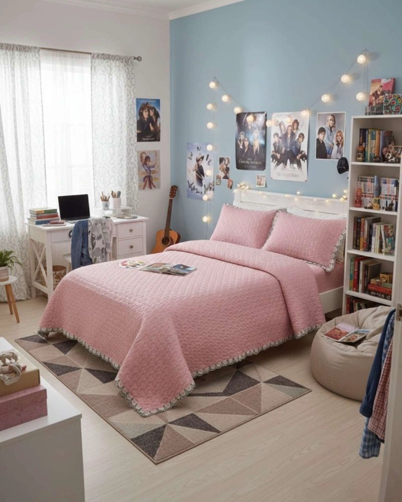 CUBRECAMAS QUILT BORDADOS 2 PLAZA EXTRA SUAVE - 1