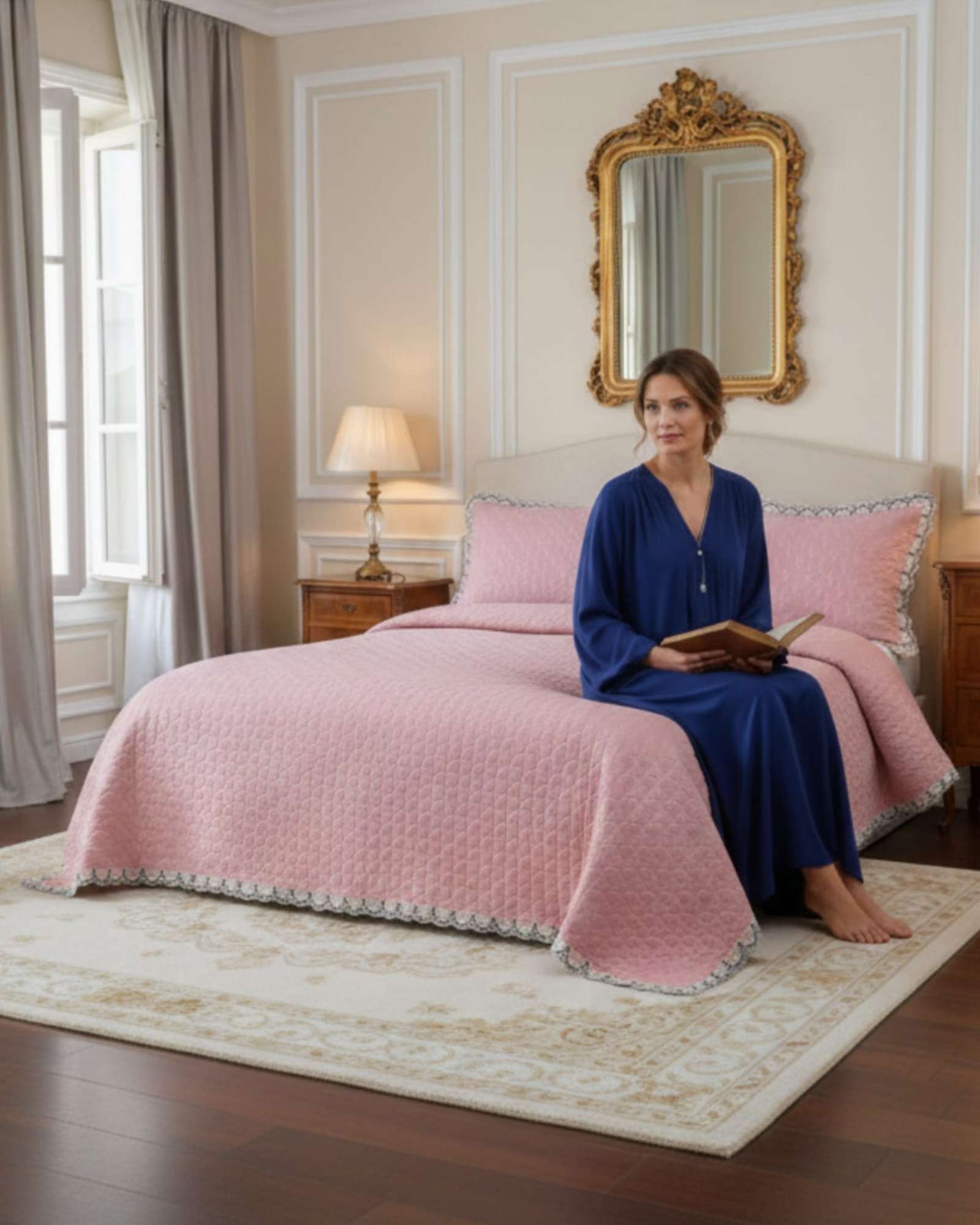 CUBRECAMAS QUILT BORDADOS 2 PLAZA EXTRA SUAVE - 3