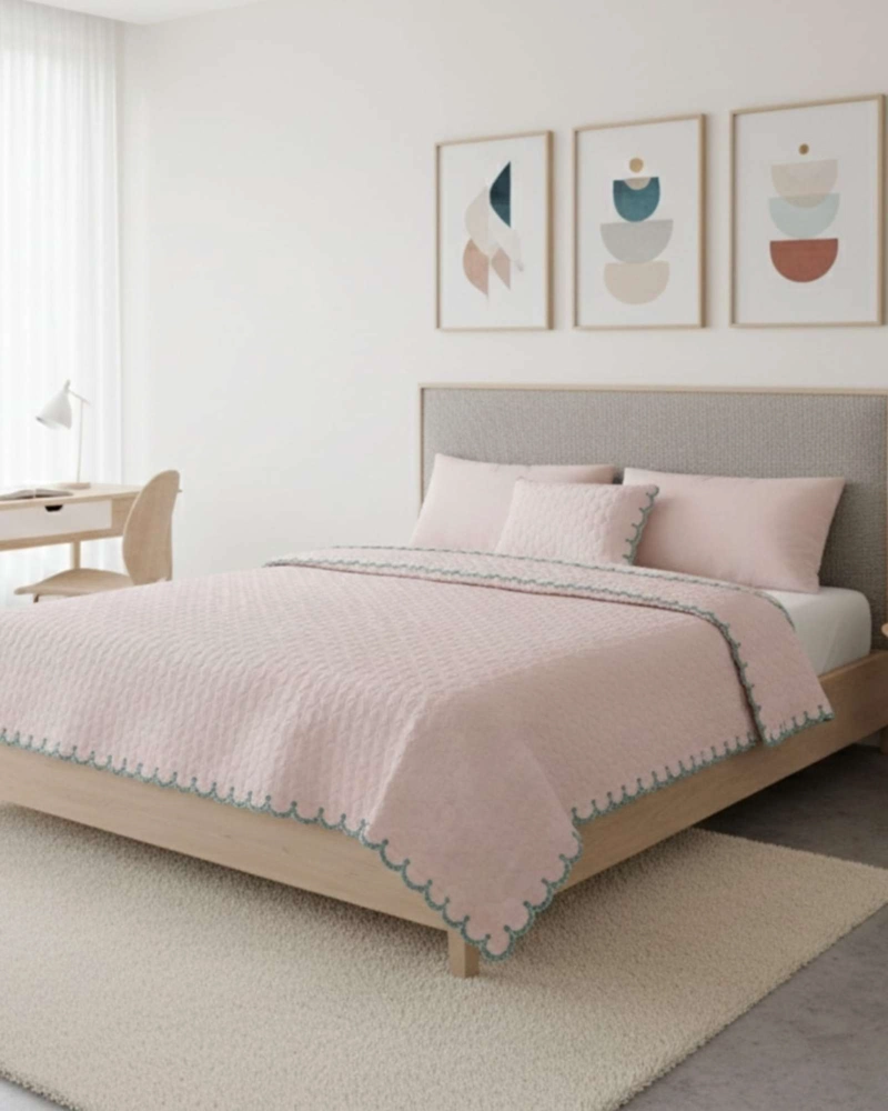 CUBRECAMAS QUILT BORDADOS 2 PLAZA EXTRA SUAVE - 5