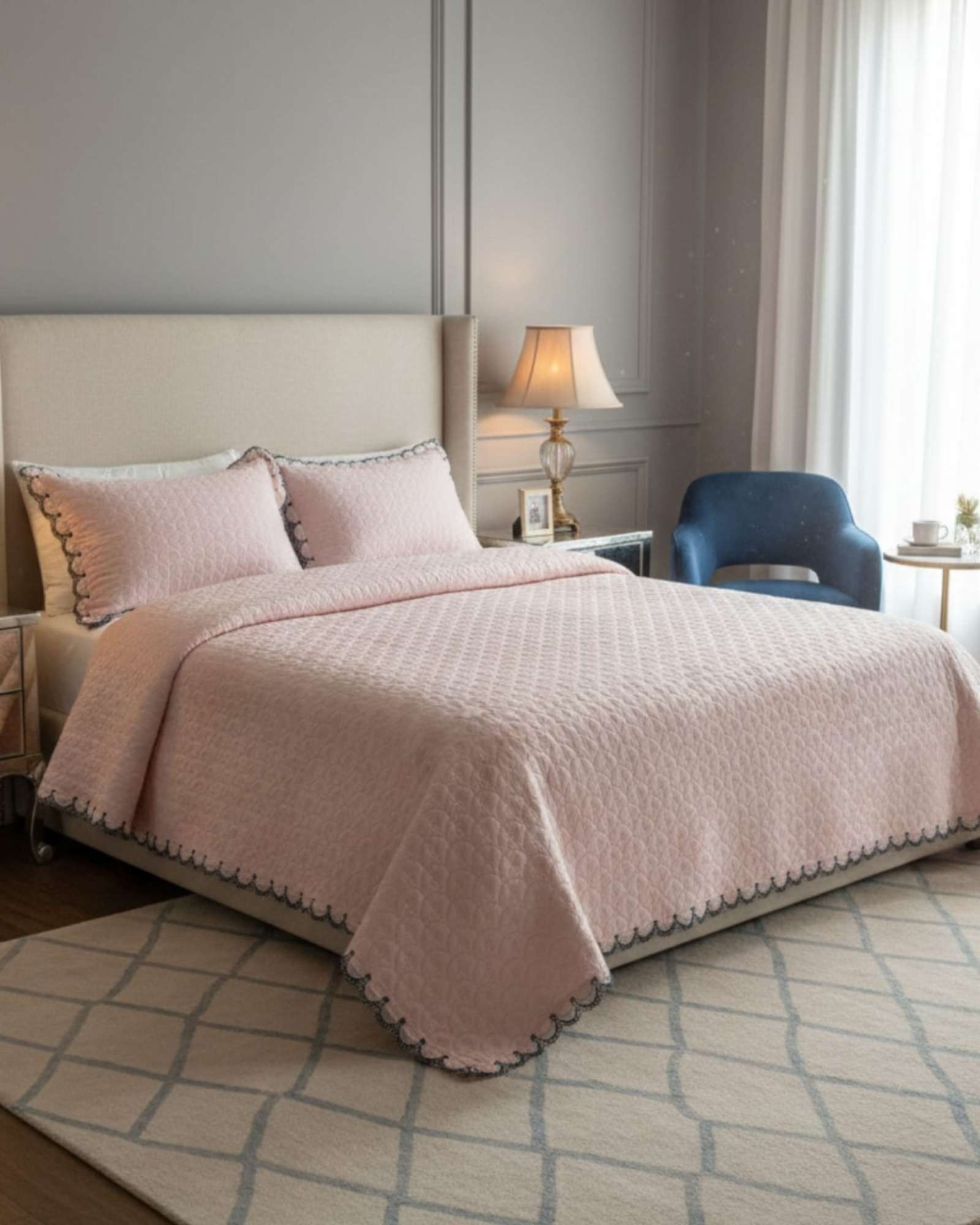 CUBRECAMAS QUILT BORDADOS 2 PLAZA EXTRA SUAVE - 6