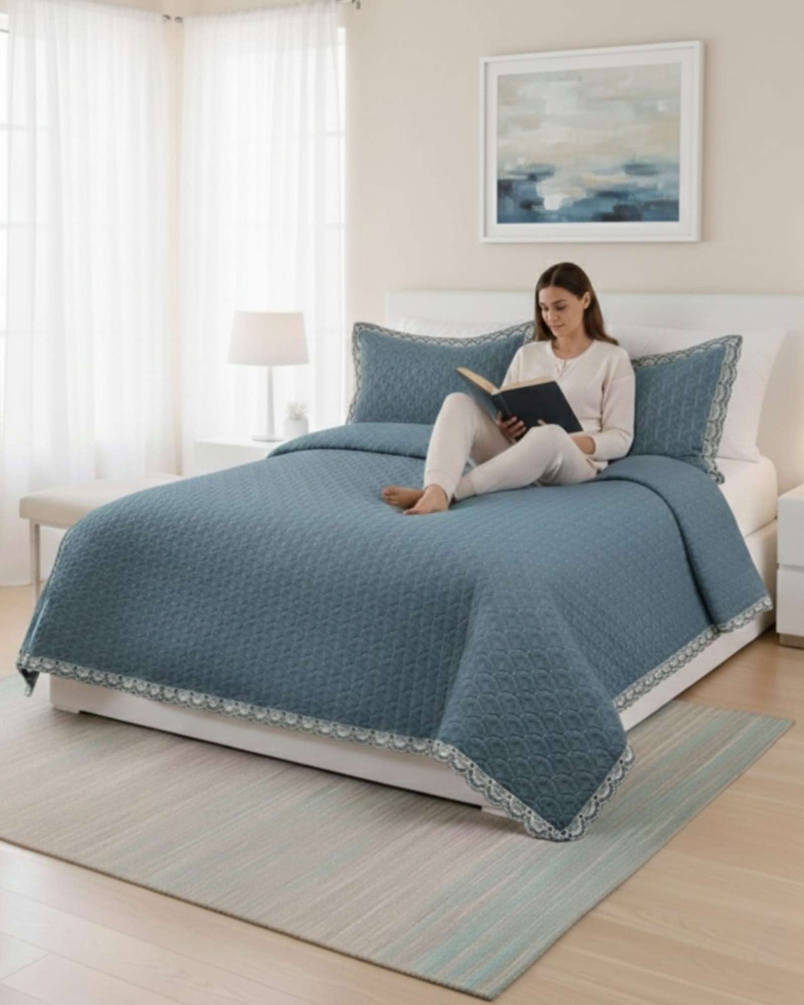 CUBRECAMAS QUILT BORDADOS 2 PLAZA EXTRA SUAVE - 1