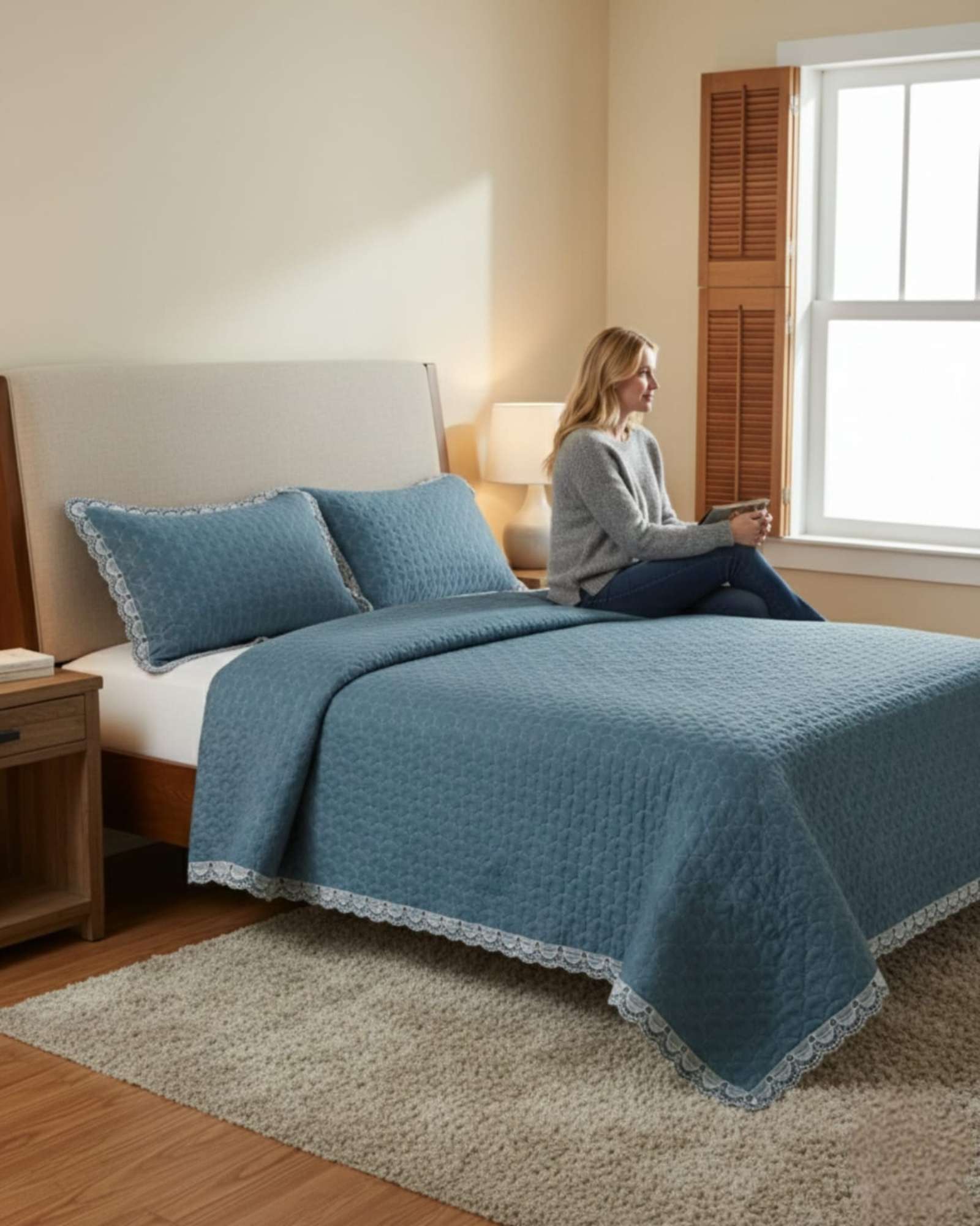 CUBRECAMAS QUILT BORDADOS 2 PLAZA EXTRA SUAVE - 3