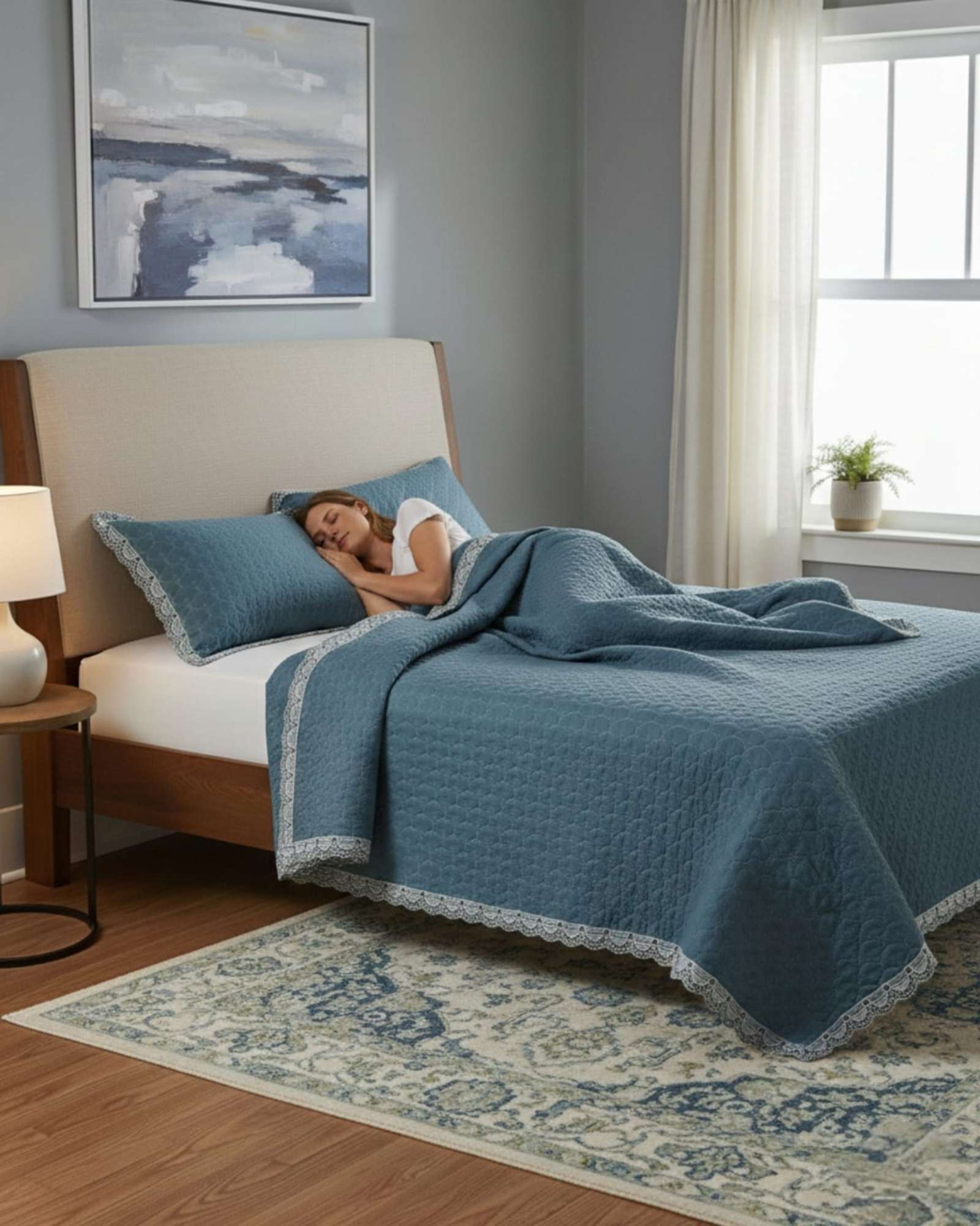 CUBRECAMAS QUILT BORDADOS 2 PLAZA EXTRA SUAVE - 4