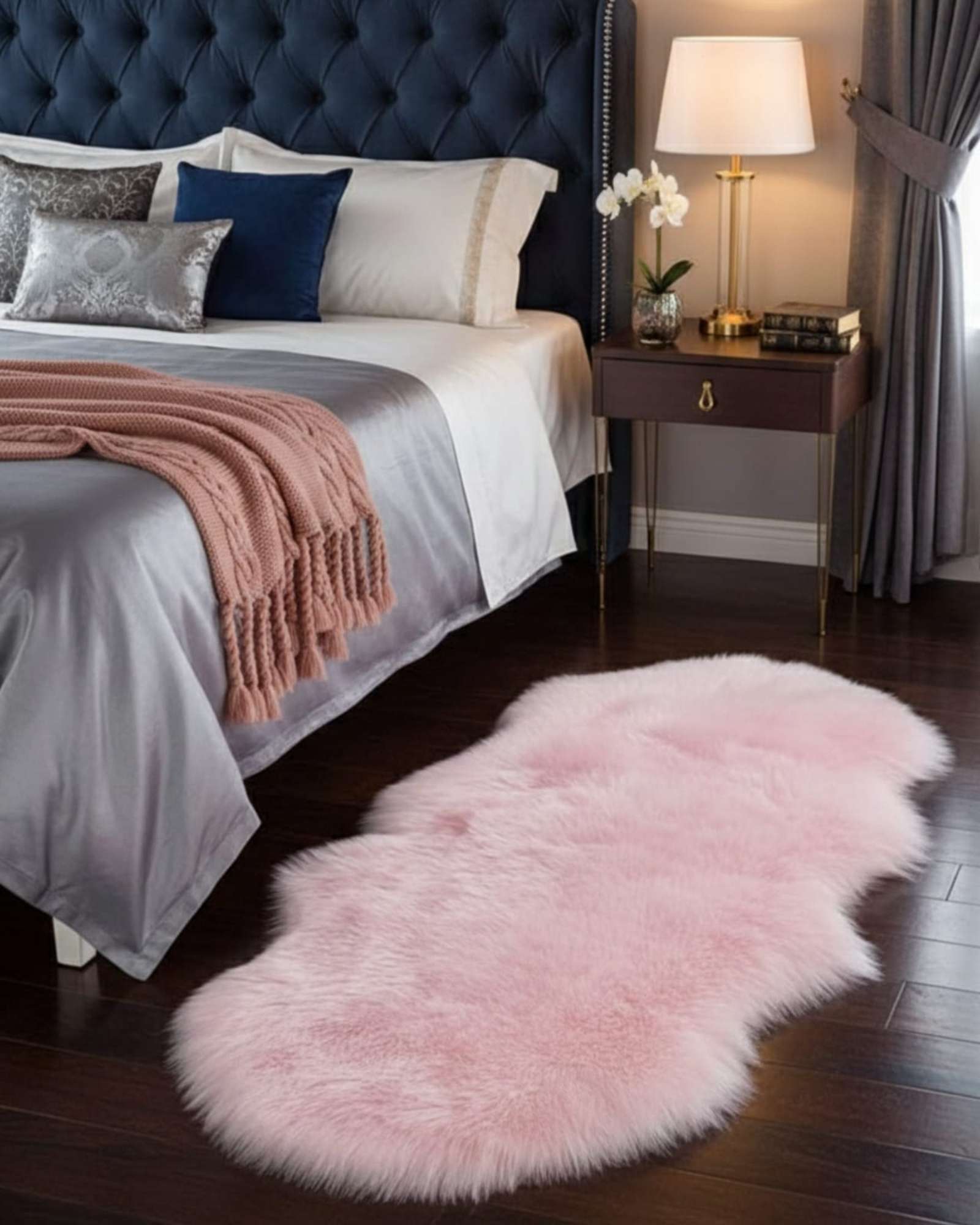 JUEGO DE 2 ALFOMBRA DE PELO DE OVEJA SINTETICO ULTRA SUAVE - 3