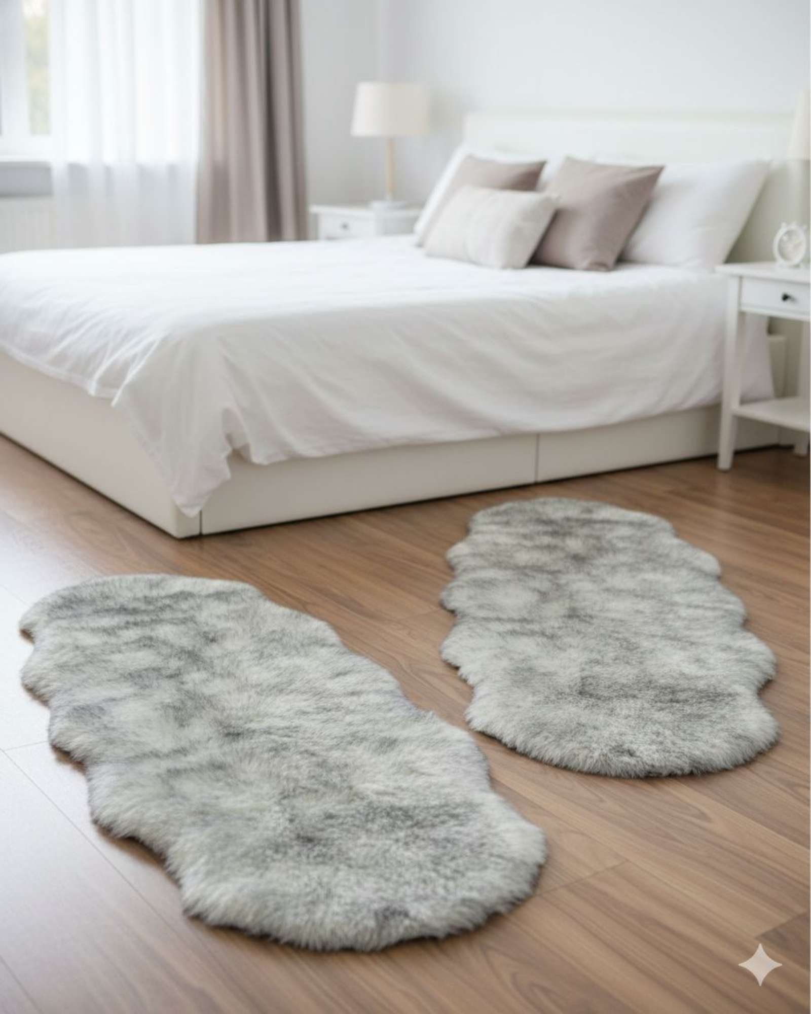 JUEGO DE 2 ALFOMBRA DE PELO DE OVEJA SINTETICO ULTRA SUAVE - 1