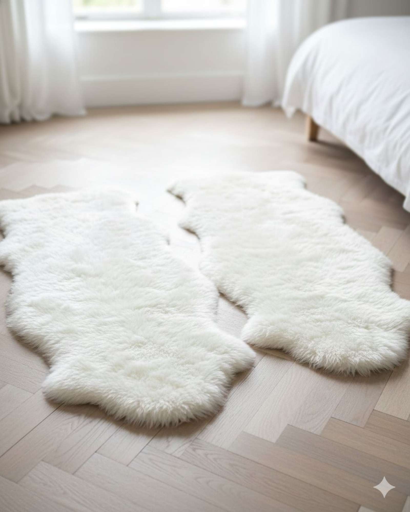 JUEGO DE 2 ALFOMBRA DE PELO DE OVEJA SINTETICO ULTRA SUAVE - 1