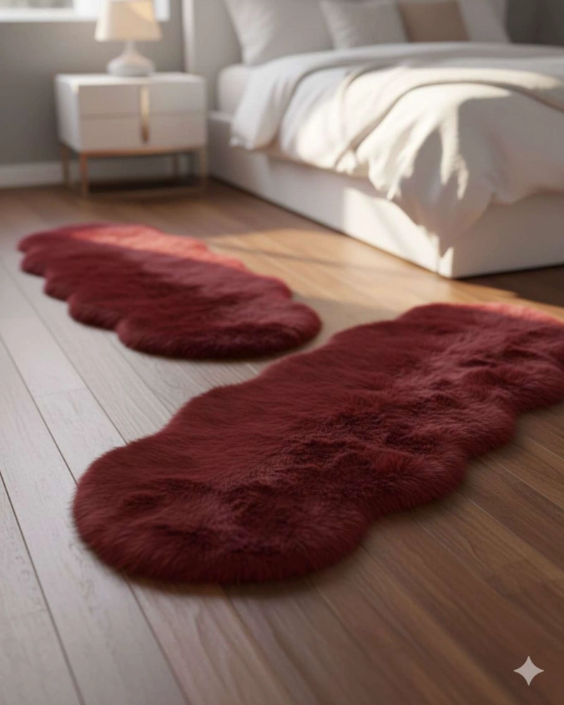 JUEGO DE 2 ALFOMBRA DE PELO DE OVEJA SINTETICO ULTRA SUAVE - 1