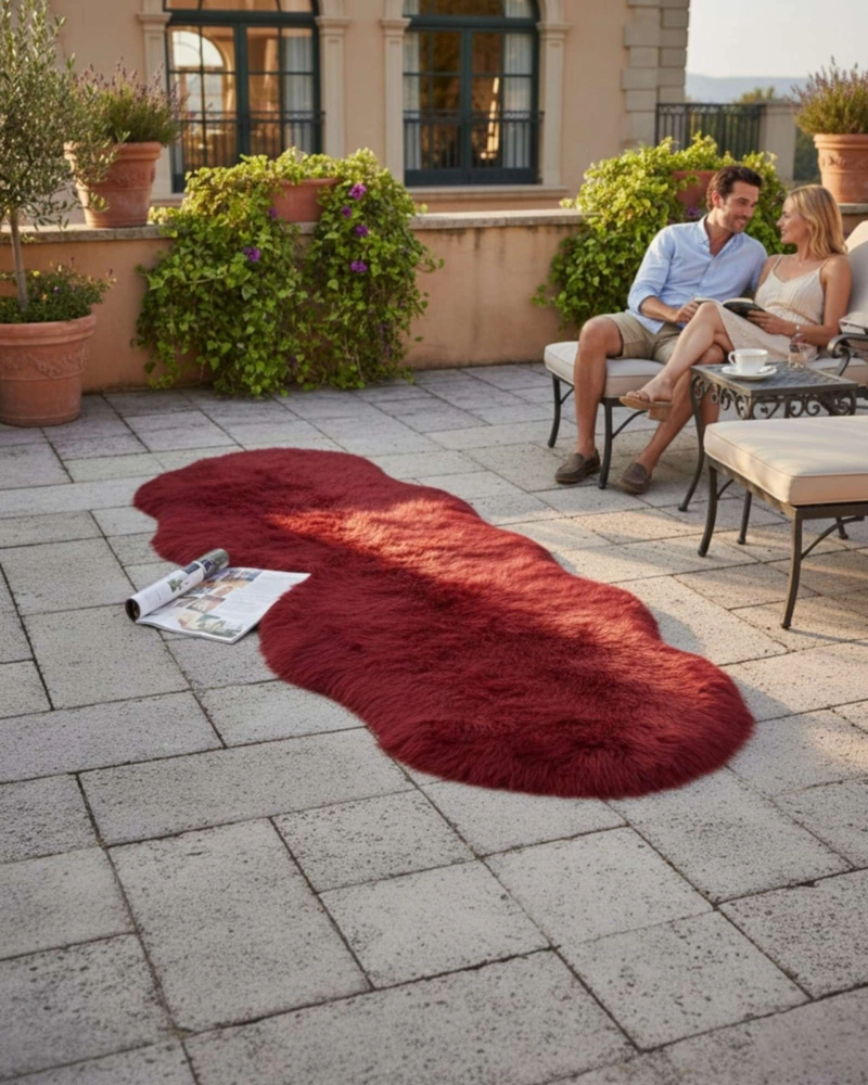 JUEGO DE 2 ALFOMBRA DE PELO DE OVEJA SINTETICO ULTRA SUAVE - 2