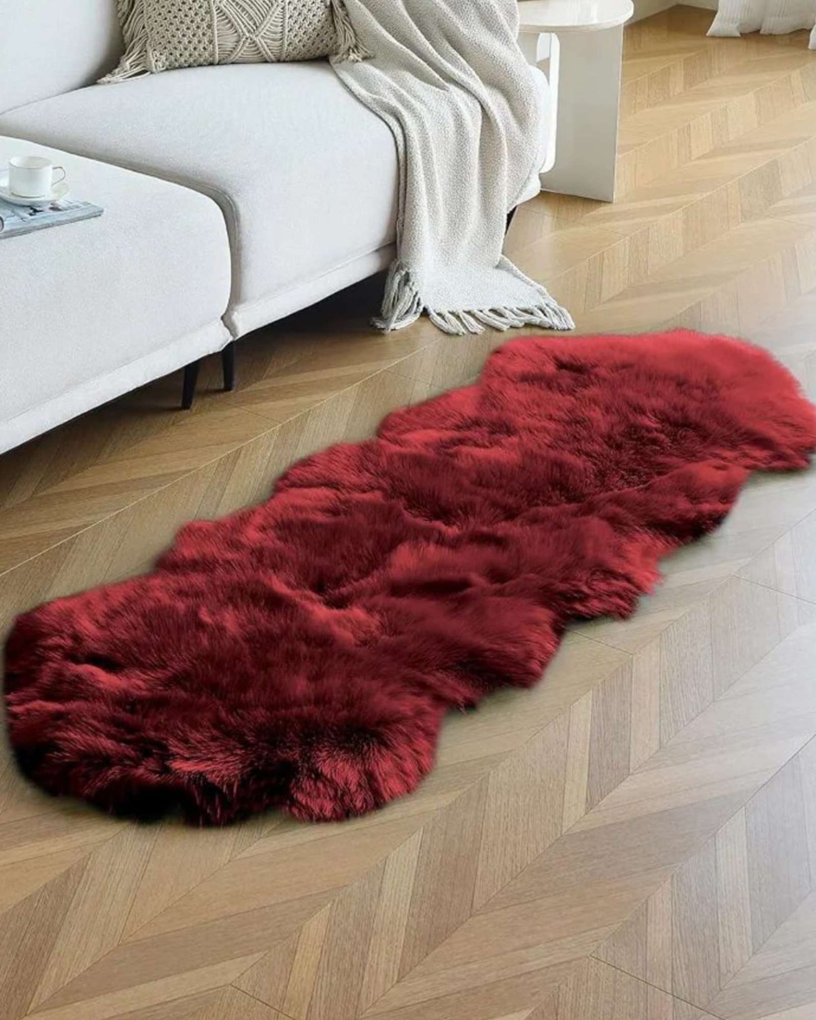 JUEGO DE 2 ALFOMBRA DE PELO DE OVEJA SINTETICO ULTRA SUAVE - 3