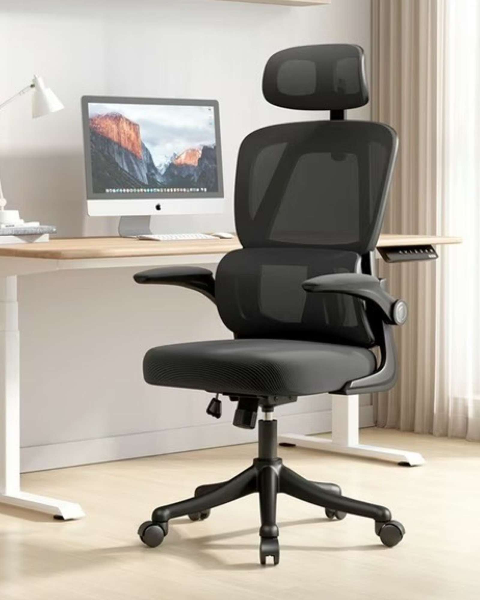 SILLA ERGONOMICA PRO: MAXIMO CONFORT CON APOYACABEZA AJUSTABLE NEGRA - 1