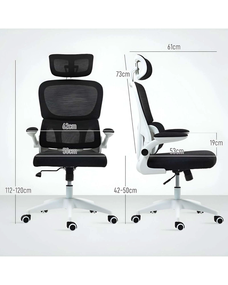 SILLA ERGONOMICA PRO: MAXIMO CONFORT CON APOYACABEZA AJUSTABLE NEGRA - 7