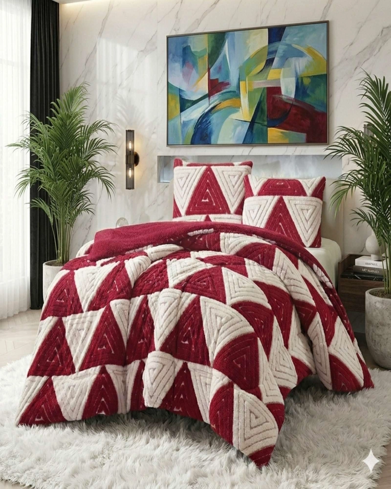 SET CUBRECAMA MAS SABANA DE POLAR KING MODELO JACQUARD CUTTING PREMIUM - 6