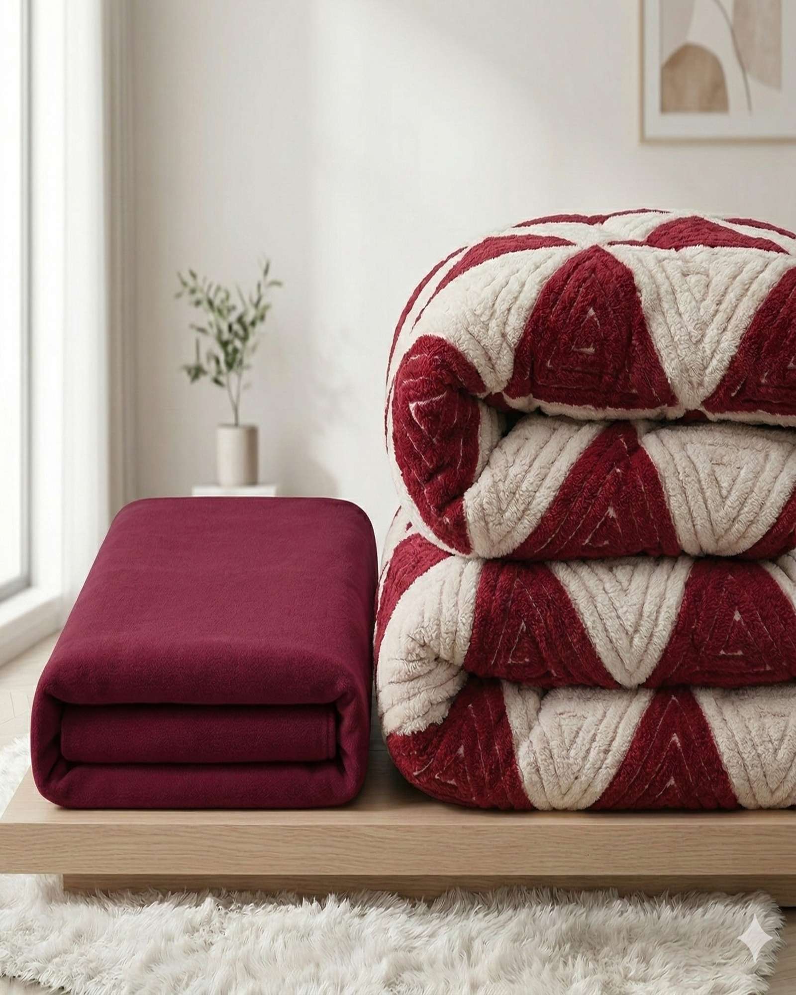SET CUBRECAMA MAS SABANA DE POLAR  PLAZA Y MEDIA MODELO JACQUARD CUTTING PREMIUM - 4
