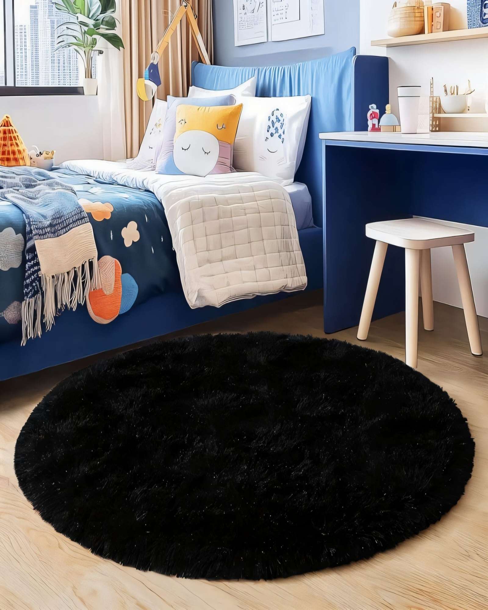 ALFOMBRA REDONDA DE PELO SUAVE SHAGGY 150 CM - 1