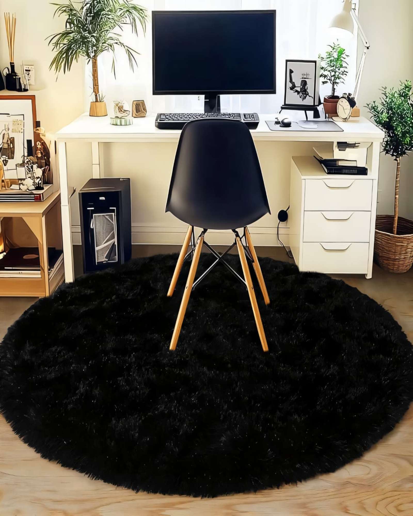 ALFOMBRA REDONDA DE PELO SUAVE SHAGGY 150 CM - 3
