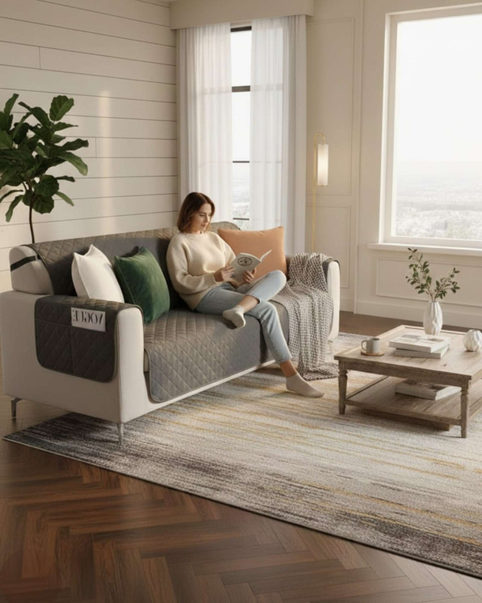 CUBRE SILLON REVERSIBLES CON BOLSAS 3 CUERPOS - 6