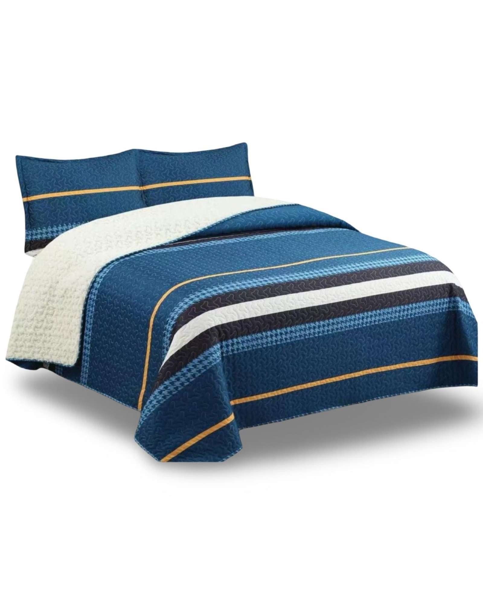 CUBRECAMA QUILT CON SHERPA 2 PLAZAS DISEÑO ELEGANTE 230X250CM - 5