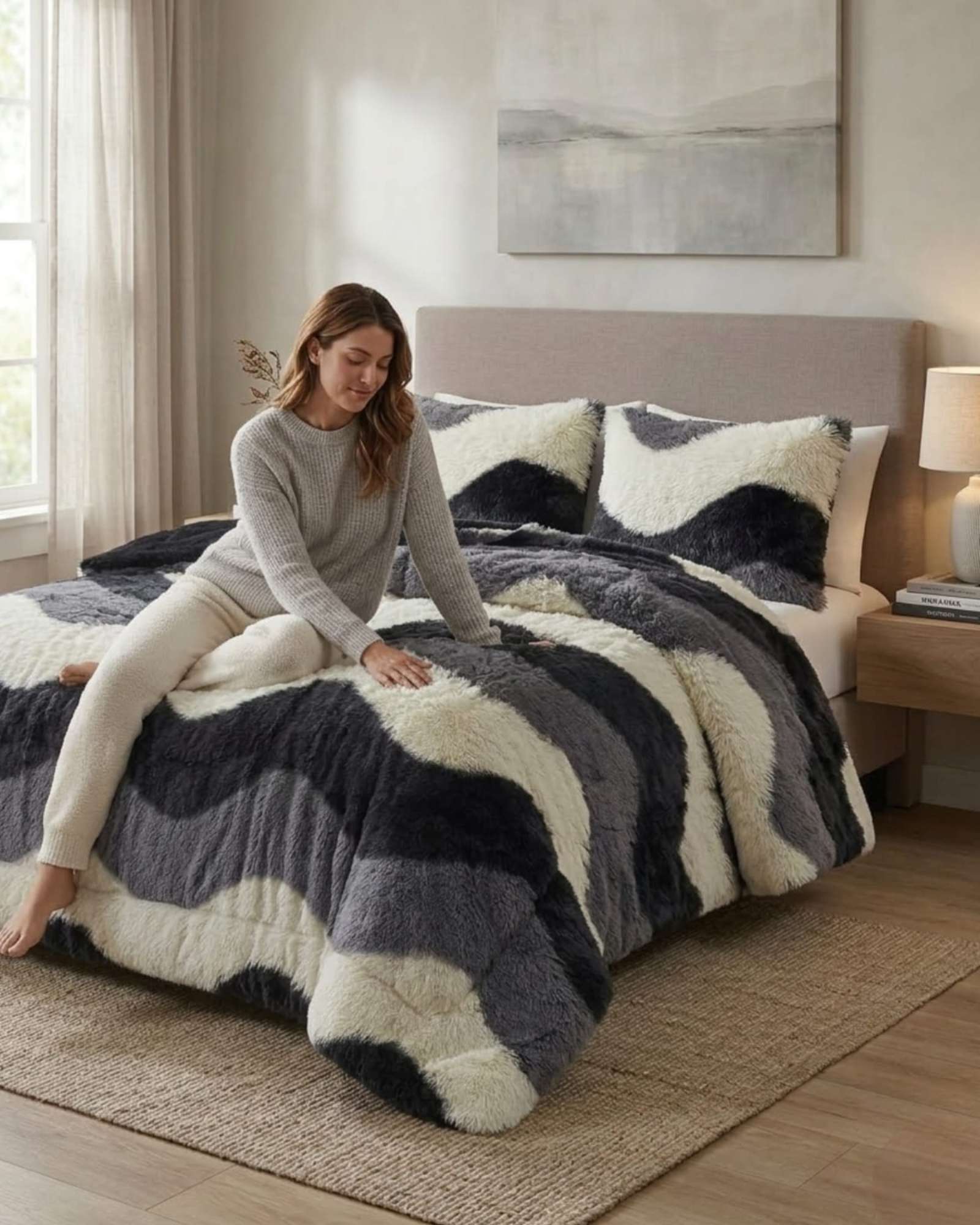 CUBRECAMA 'OLAS DE PELUCHE' CON CHIPORRO 2 PLAZAS - 1