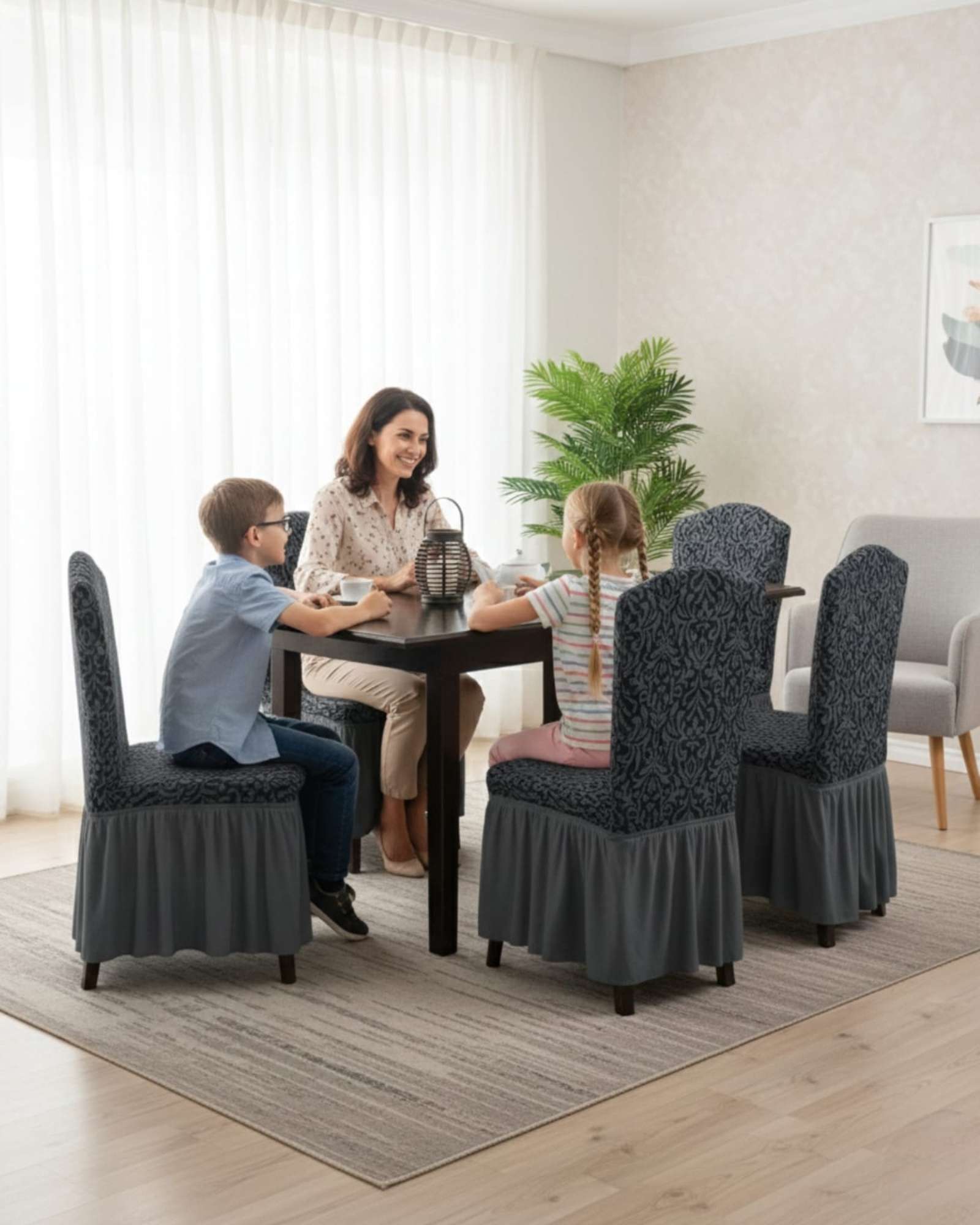 JUEGO DE 6 FUNDAS DE SILLA TEJIDO 3D - 3