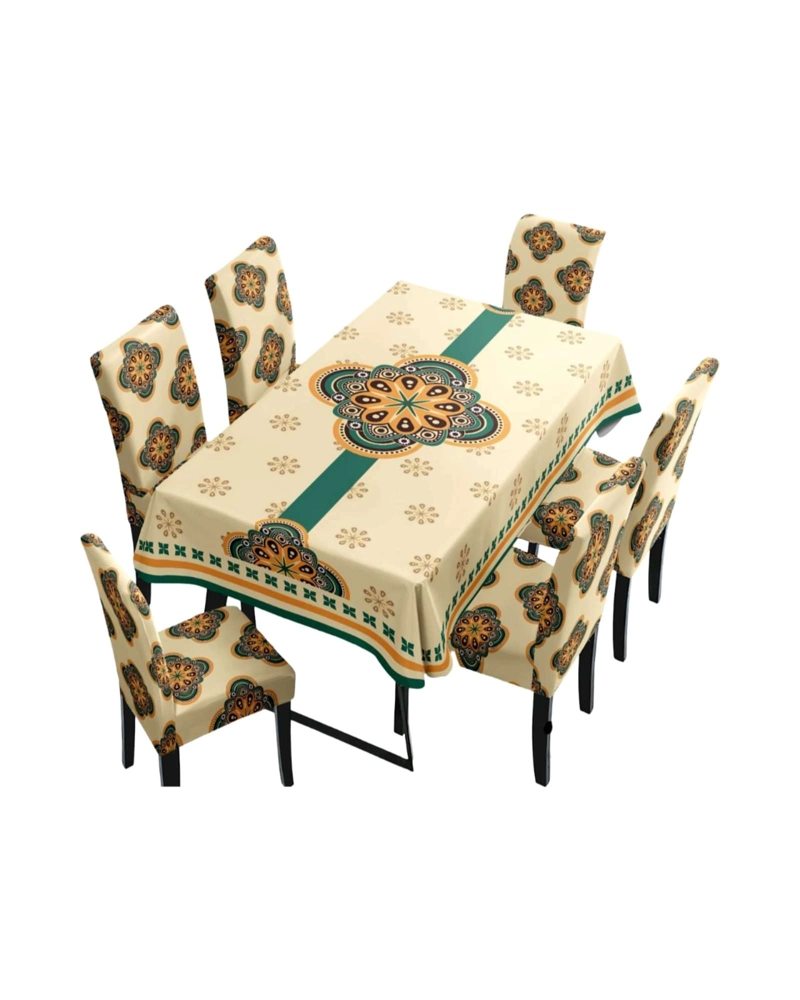 JUEGO DE MANTEL ANTIMANCHAS 140X220 + 6 FUNDAS DE SILLA - 4
