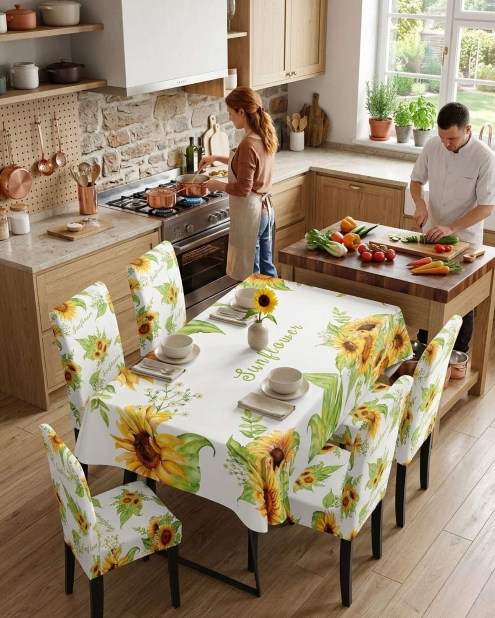 JUEGO DE MANTEL ANTIMANCHAS 140X220 + 6 FUNDAS DE SILLA - 3