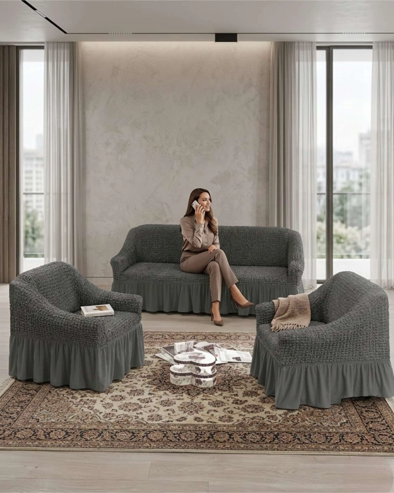 JUEGO DE FUNDAS DE SILLON TURCAS 3+1+1 ELASTICAS AJUSTABLES - 4