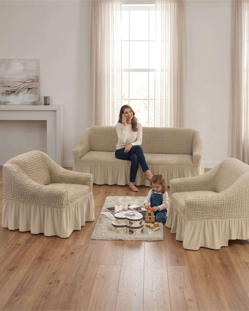 JUEGO DE FUNDAS DE SILLON TURCAS 3+1+1 ELASTICAS AJUSTABLES - 2