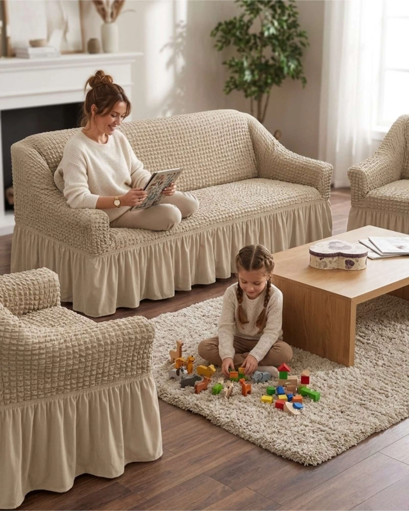 JUEGO DE FUNDAS DE SILLON TURCAS 3+1+1 ELASTICAS AJUSTABLES - 3