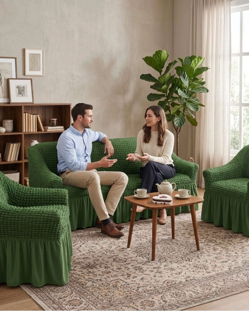 JUEGO DE FUNDAS DE SILLON TURCAS 3+1+1 ELASTICAS AJUSTABLES - 4