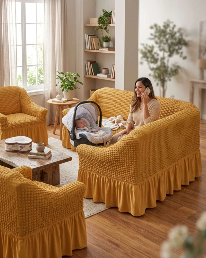 JUEGO DE FUNDAS DE SILLON TURCAS 3+1+1 ELASTICAS AJUSTABLES - 3