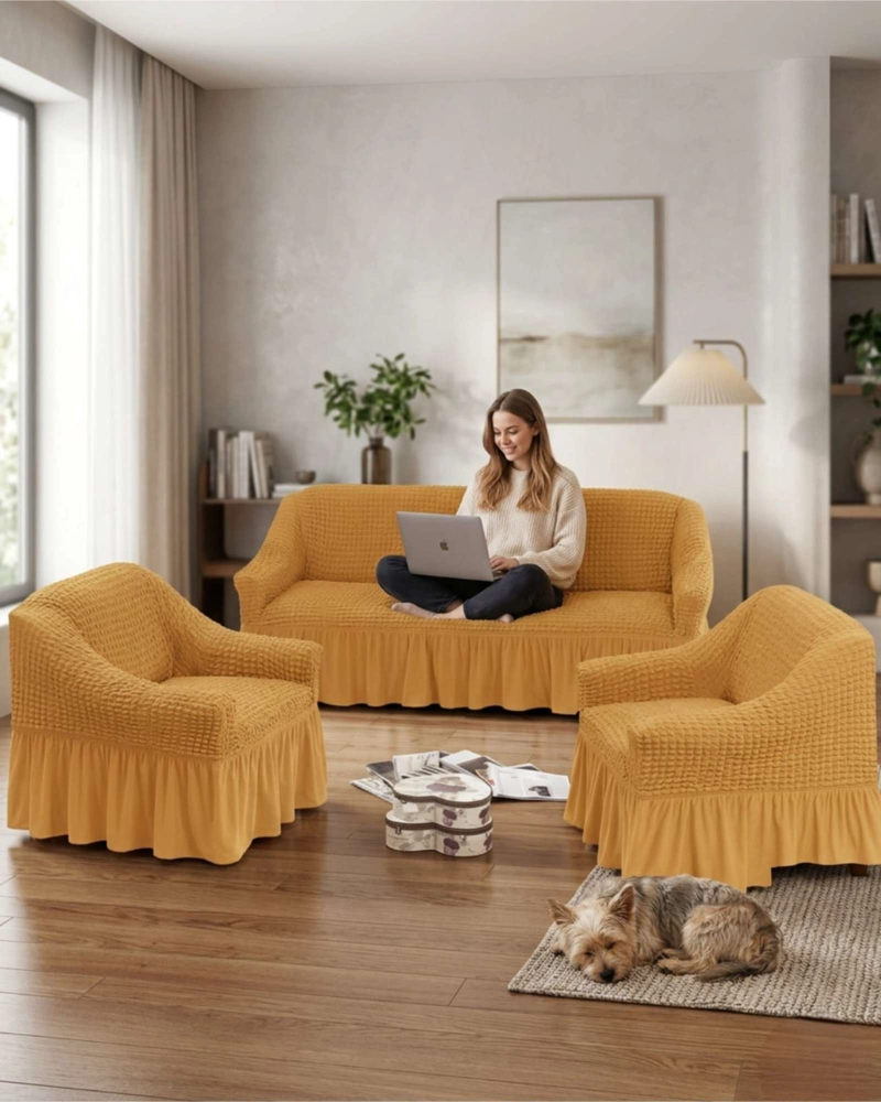 JUEGO DE FUNDAS DE SILLON TURCAS 3+1+1 ELASTICAS AJUSTABLES - 5