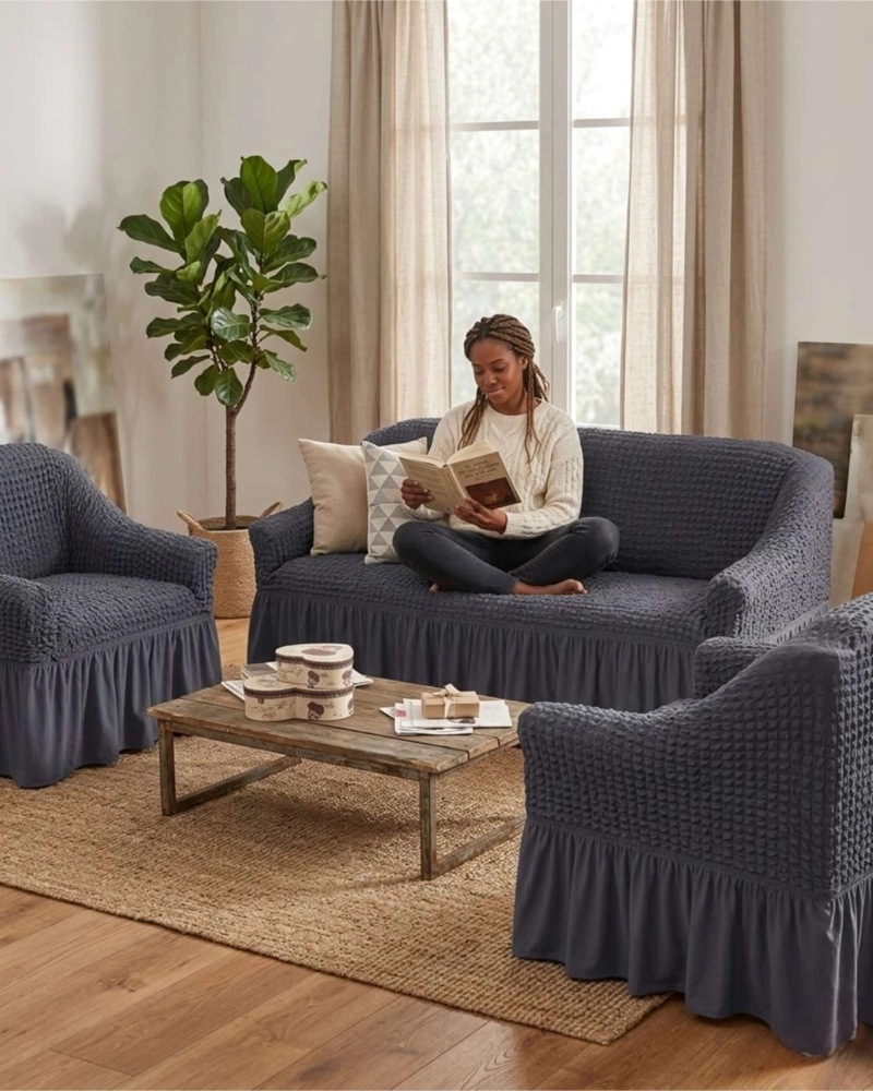 JUEGO DE FUNDAS DE SILLON TURCAS 3+1+1 ELASTICAS AJUSTABLES - 3