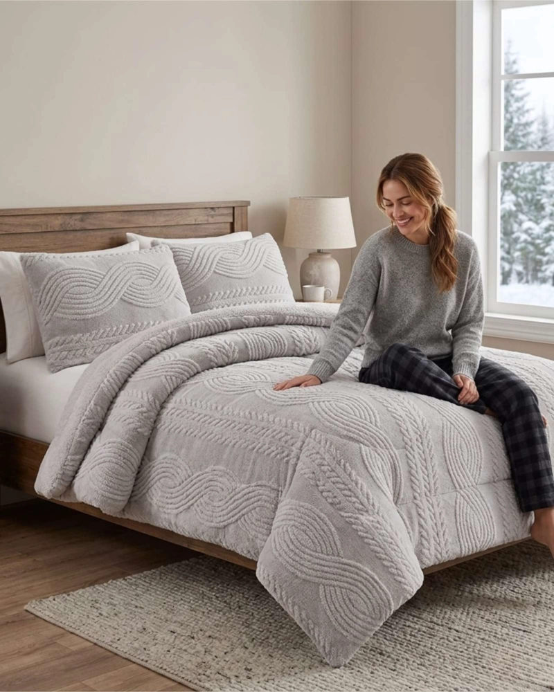 CUBRECAMA TRENZADO ULTRA SUAVE INVIERNO + FUNDAS - 1