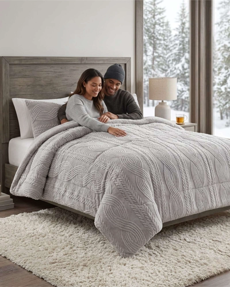 CUBRECAMA TRENZADO ULTRA SUAVE INVIERNO + FUNDAS - 2