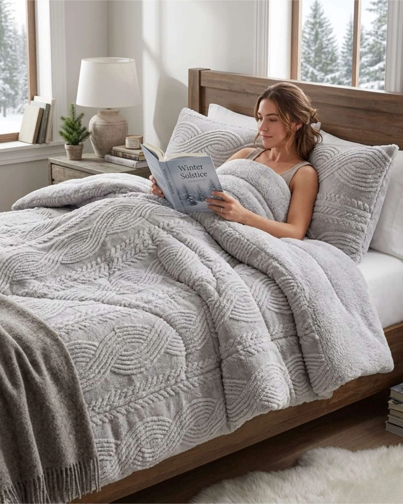 CUBRECAMA TRENZADO ULTRA SUAVE INVIERNO + FUNDAS - 4