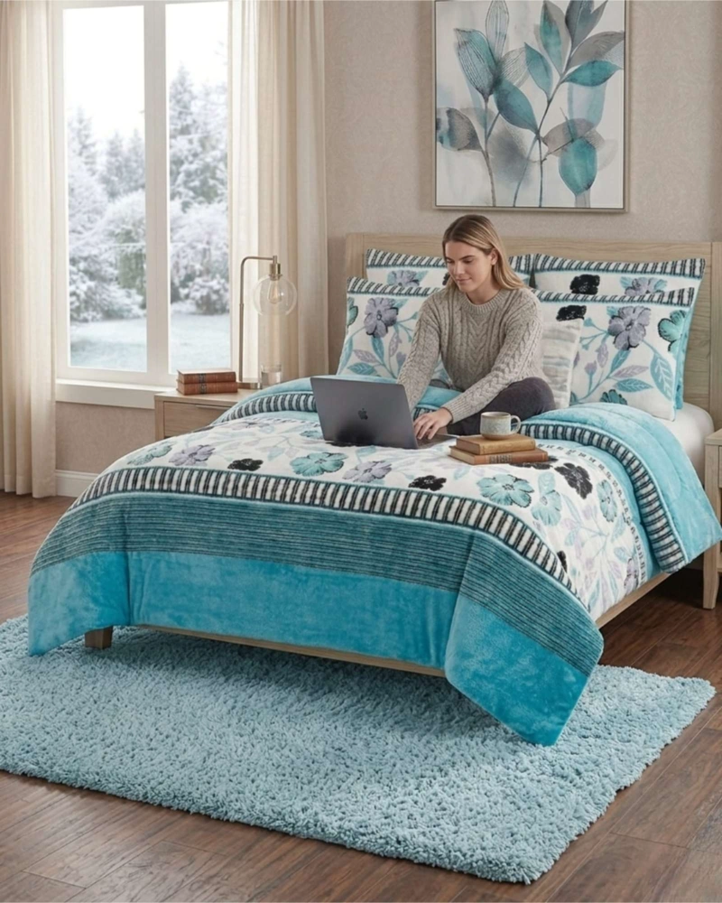 CUBRECAMA PLUSH 2 PLAZAS CON CHIPORRO TE RMICO EXTRA SUAVE INVIERNO - 1