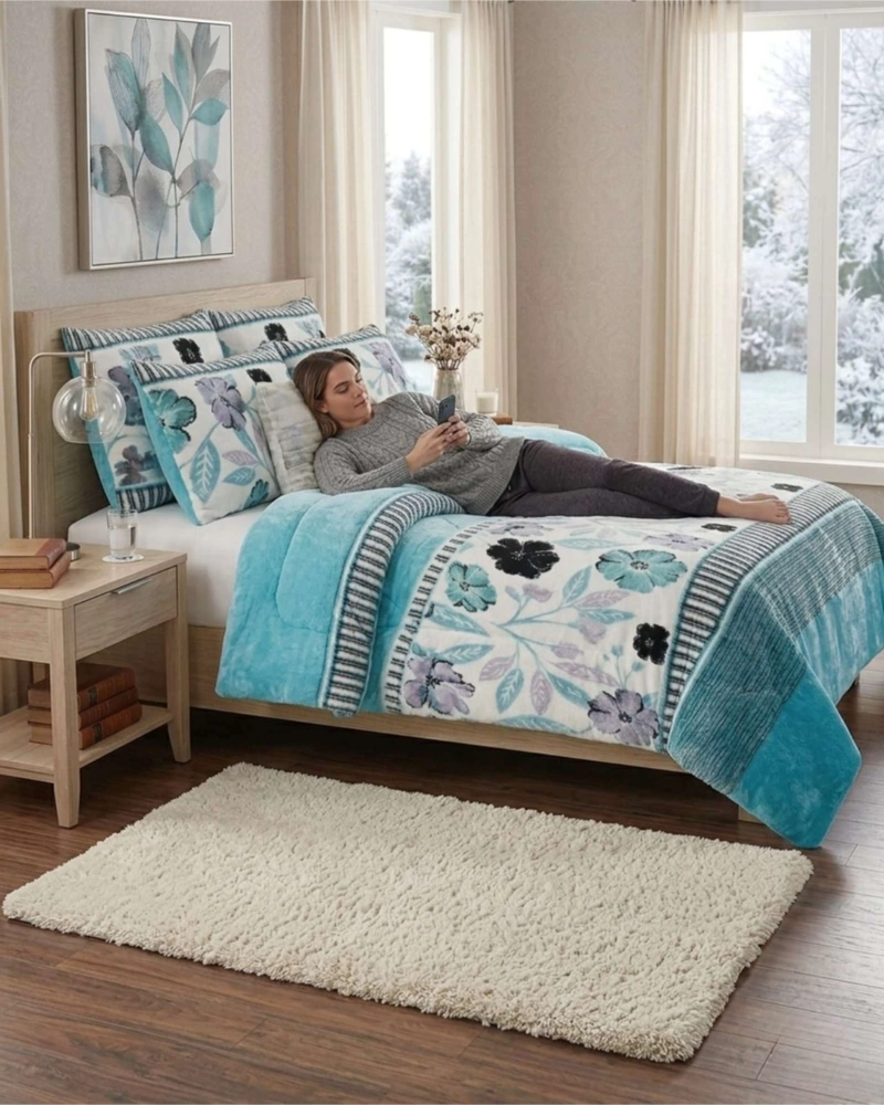 CUBRECAMA PLUSH 2 PLAZAS CON CHIPORRO TE RMICO EXTRA SUAVE INVIERNO - 2