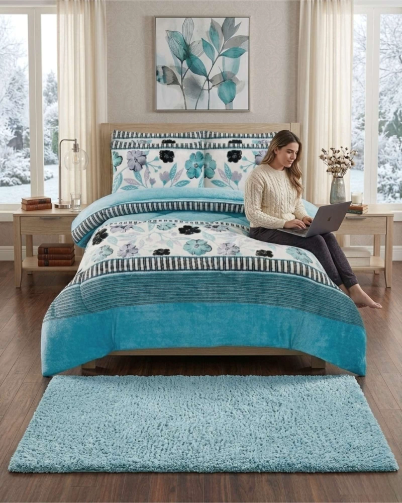 CUBRECAMA PLUSH 2 PLAZAS CON CHIPORRO TE RMICO EXTRA SUAVE INVIERNO - 4