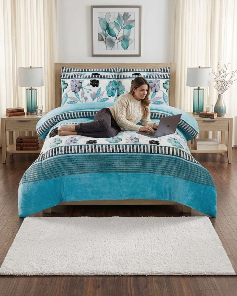 CUBRECAMA PLUSH 2 PLAZAS CON CHIPORRO TE RMICO EXTRA SUAVE INVIERNO - 5