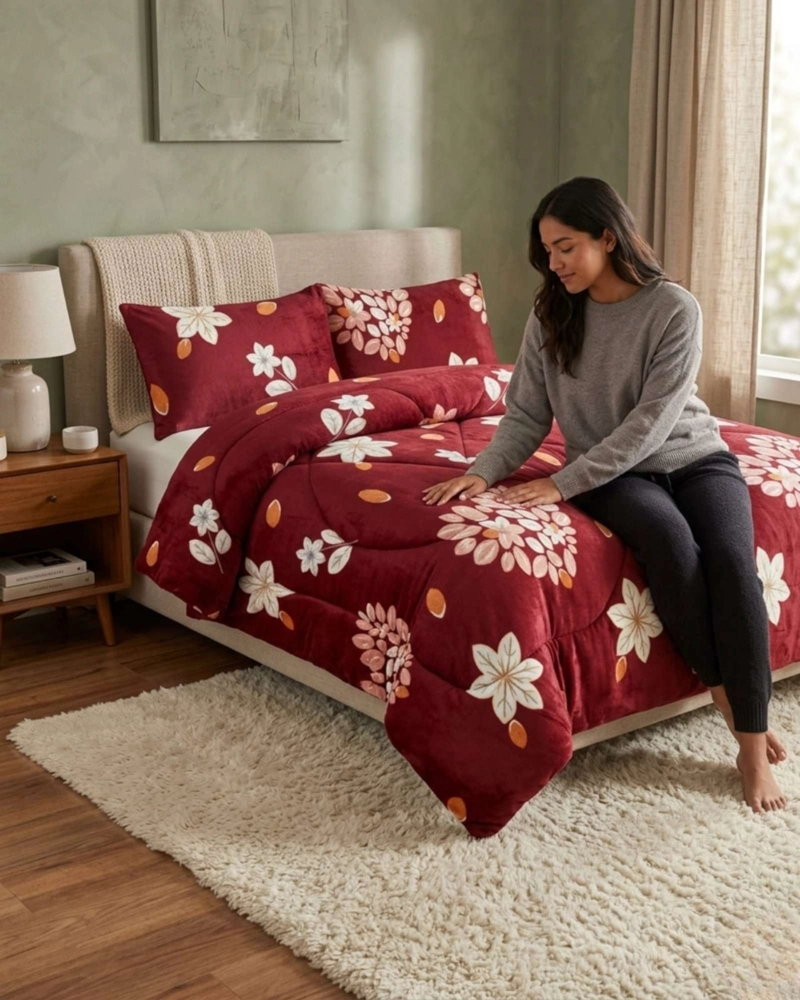 CUBRECAMA PLUSH 2 PLAZAS CON CHIPORRO TE RMICO EXTRA SUAVE INVIERNO - 1