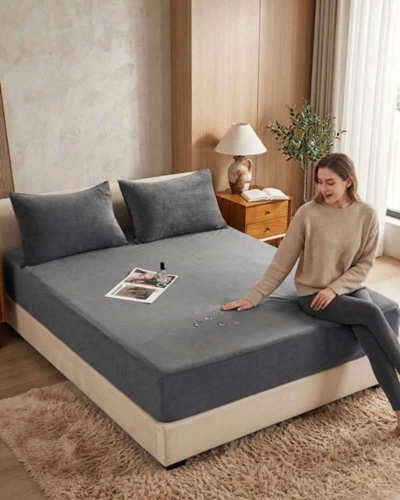 PROTECTOR DE COLCHON IMPERMEABLE KING COLOR GRIS - 6