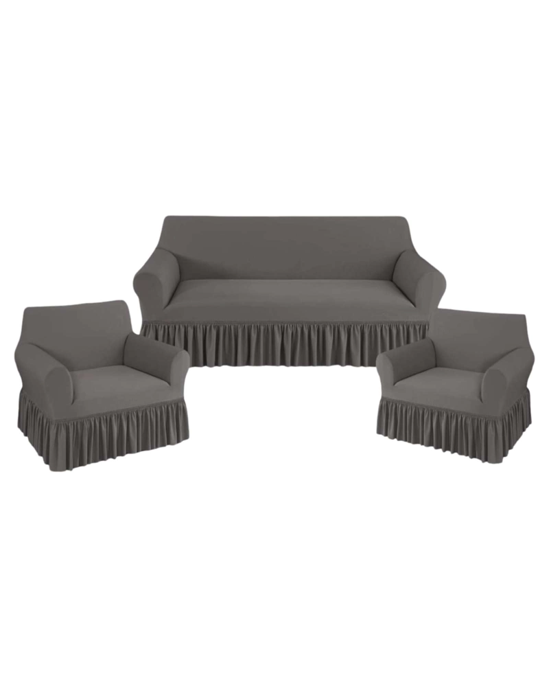 JUEGO DE FUNDAS DE SOFA ELASTICAS 3+1+1 CON FALDA BURDEO - 6