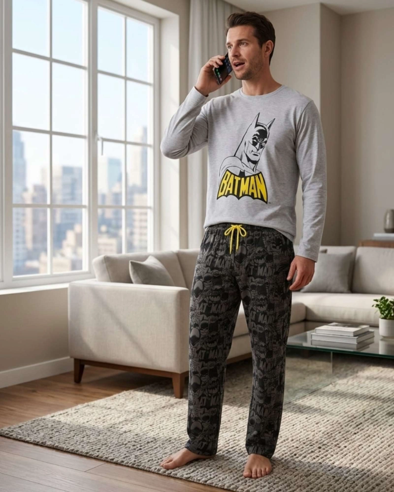 PIJAMA HOMBRE BATMAN MICROPOLAR TE RMICO INVIERNO TALLA M B1 - 2