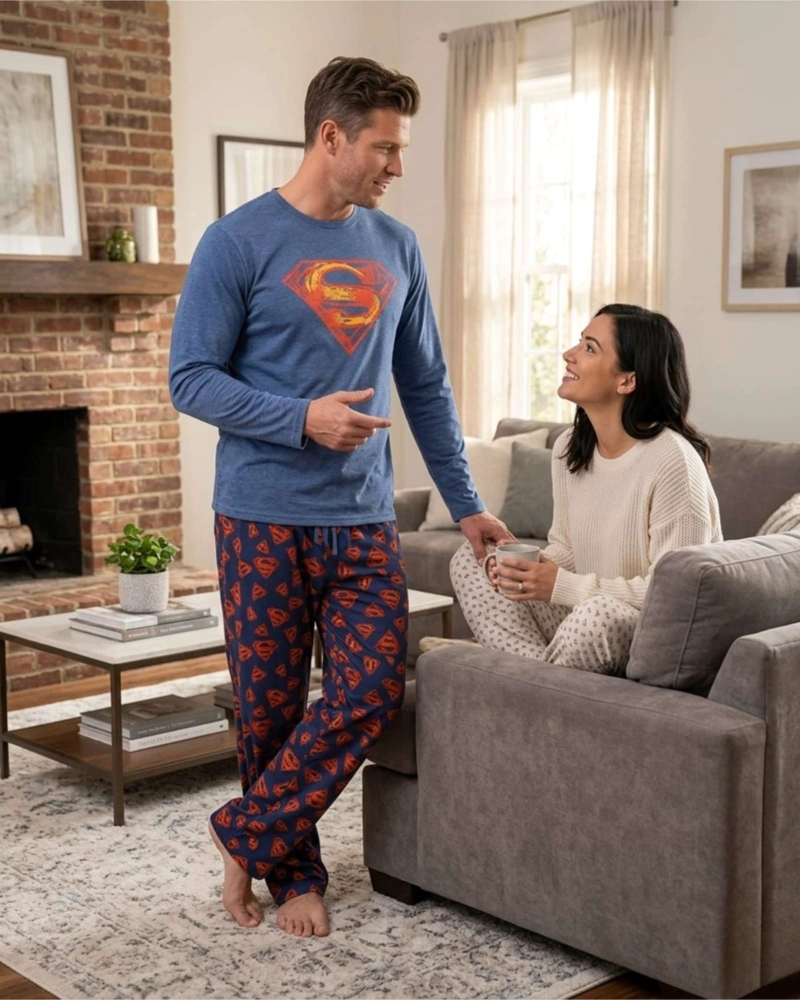 PIJAMA SUPERMAN HOMBRE MICROPOLAR TE RMICO INVIERNO TALLA M A5 - 2