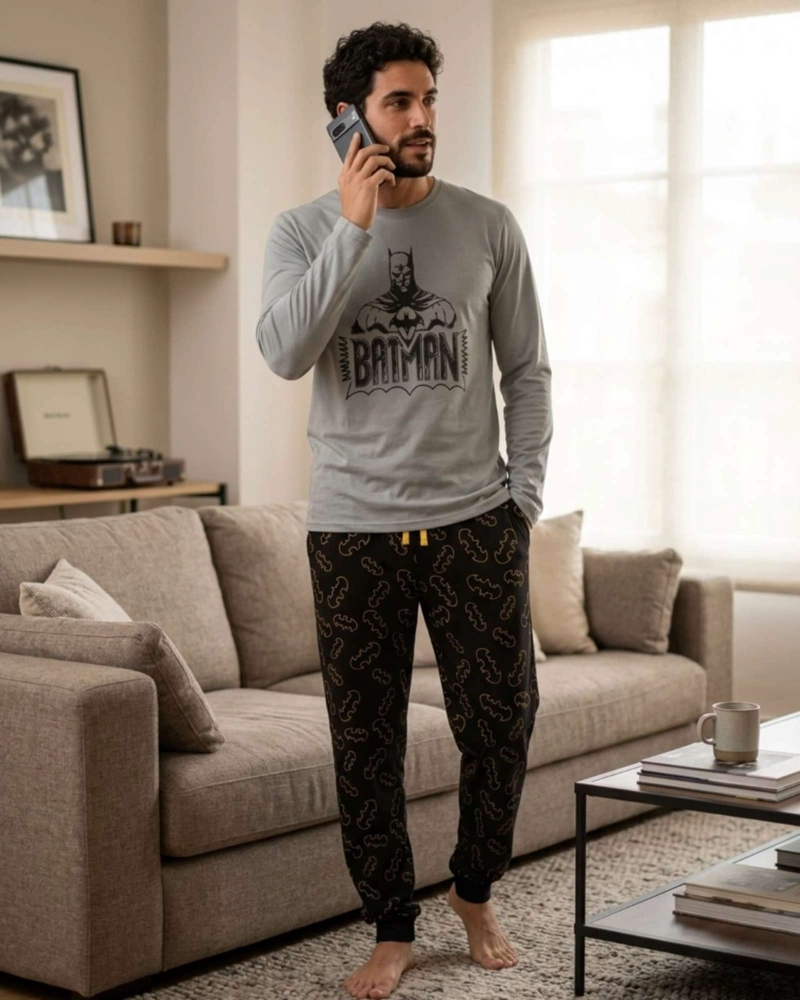 PIJAMA HOMBRE BATMAN MICROPOLAR TE RMICO INVIERNO TALLA M B2 - 1
