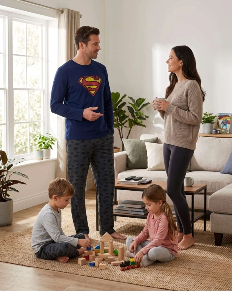 PIJAMA SUPERMAN HOMBRE MICROPOLAR TE RMICO INVIERNO TALLA M A2 - 3