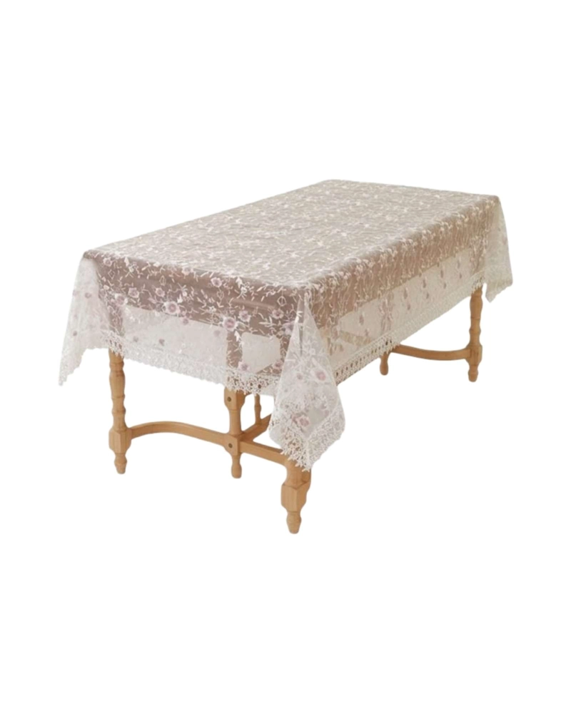 MANTEL VINTAGE DE ENCAJE Y BORDADO DE 150X220CM - 6