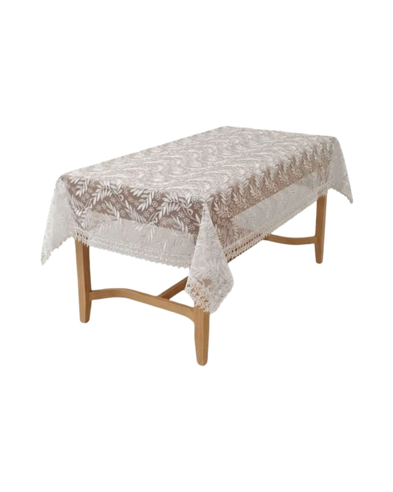 MANTEL VINTAGE DE ENCAJE Y BORDADO DE 150X220CM - 6