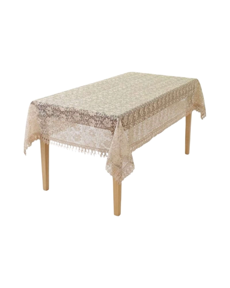 MANTEL VINTAGE DE ENCAJE Y BORDADO DE 150X220CM - 6